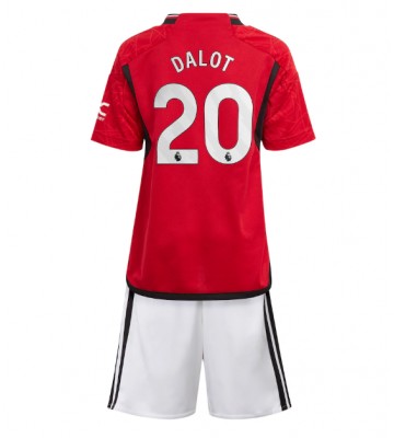 Manchester United Diogo Dalot #20 Hemmakläder Barn 2023-24 Kortärmad (+ Korta byxor)